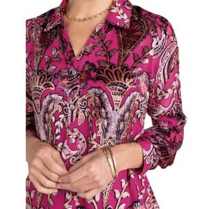 Soft Surroundings Velvet Burnout Bellarosa Paisly Tunic Top Medium/PM GORGEOUS